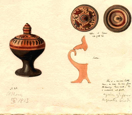 (25) pot with duck design on lid, Athens 1813